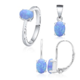 Australian Bridal Women 925 Sterling Silver Mexican Tanzanite Blue Fire Opal Jewelry Sets