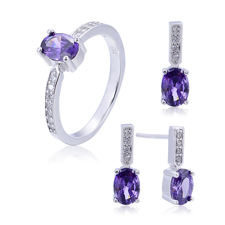 POLIVA 2018 Newest Beautiful Luxury Nice 925 Sterling Silver Noble Purple Gemstone Wedding and Party Occasion Jewelry Set