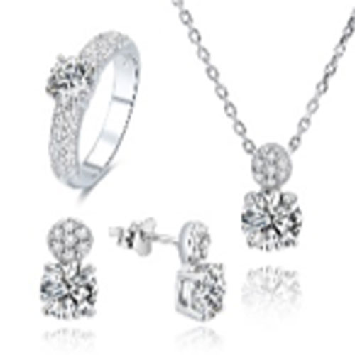 Valentines’s Day Gift Customized Engraved Logo 925 Sterling Silver Wedding Zircon Stone Jewelry Sets